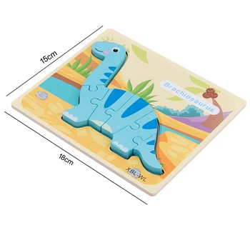 Kūdikių Mediniai Animacinių filmų Dinozaurai 3D Puzzle Dėlionės Vaikams, Berniukas, Mergaitė Montessori Ankstyvo Mokymosi Educatioanl Įspūdį Žaislai