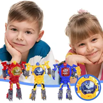 Kūrybinės Vaikų Žiūrėti Cartoon Lėlės Deformacijos Žaislas Elektroninių Robotas Žiūrėti Cartoon Transformacijos Laikrodis Žaislas Berniukui Dovana