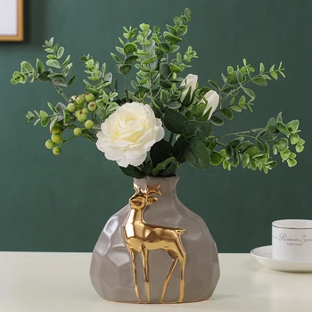 Kūrybos elnias keramikos vaza decoracion hogar moderno gėlių vazos vestuves centerpieces vazonas namų dekoro priedai