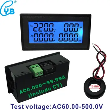 LCD Digital AC Įtampos Matuoklis 60-500V AC 20A 100A Elektros Energijos Analoginis Voltmeter Ammeter Vatų Dabartinės Amp Volt Dažnio Matuoklis PF