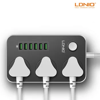 LDNIO UK Plug Smart Elektros Lizdą Pratęsimo Galios juostiniai 3.4 6 Lizdas 4 USB Įkroviklis Adapteris, Apsauga nuo Viršįtampių, Jungiklio Namuose