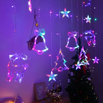 LED Briedžių Star Bell Mėnulis Kalėdų Girliandas String Pasakų Užuolaidų Šviesos Lauko Šalies Namų Kalėdų Eglutės Ornamentu Naujųjų Metų Dekoras
