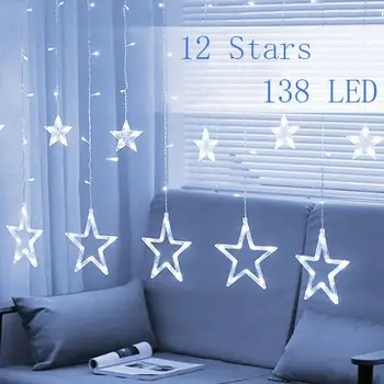 LED Eilutės Žibintai 4.5 M Pasakų Star Užuolaidų Šviesos Vestuvių Girliandą Kalėdų Lempos 8 Mirksėjimo Režimai Neon Žibintų Dekoras Namuose