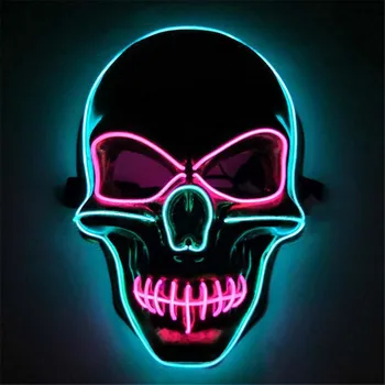 LED Halloween Mask Spindinčią Tamsoje Šviesos EL Viela Kaukė DJ Cosplay Šalies Naktinis Klubas Kostiumai Neon Kaukės Helovinas Rekvizitai