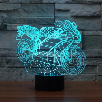 LED Motociklo Iliuzija LED naktinė lempa 3D Motociklo Modelis Stalo Lempa 7colors Keičiasi Atmosfera Touch Lempos Modernus Dekoro