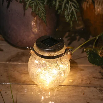 LED Saulės Kalėdų Pasakos String Šviesos Lauko Vandeniui Saulės Crackle Stiklo Apvalus Šviesos Sodo Vejos Kalėdų Eglutės Puošimas
