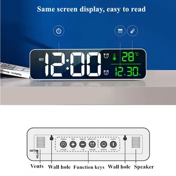 LED Skaitmeninis Laikrodis-Žadintuvas Atidėti Temperatūra Data Ekranas USB Desktop Juostelės Veidrodėliai LED Laikrodžiai už Kambarį Apdaila