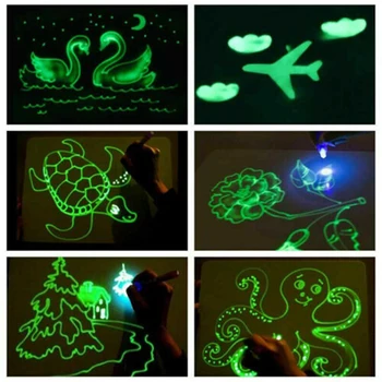LED Šviesos Grafiti Piešimo Lenta Doodle Piešimo Tablet Magic Draw Su Šviesos Įdomus Ir Plėtoti Žaislas Tamsiai Vaikų Juokingi Žaislai
