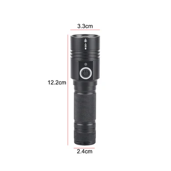 LED Žibintuvėlis XHP50 Super Ryškus Žibintuvėlis Lauke Vandeniui Zoomable USB Įkrovimo 18650 Baterija, Pėsčiųjų, Kempingas Fotoblykstės