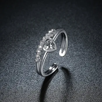 LEKANI Autentiški 925 Sterlingas Sidabro žiedas Mielas Subtilus Stilius Aukščio, žiedai Širdies Akmuo Cirkonis Nustatymas Romantiška Fine Jewelry