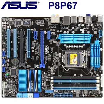 LGA 1155 DDR3 ASUS P8P67 Plokštė Core i7/Core i5/Core i3 32GB PCI-E 2.0 USB3.0 1155 P8P67 Intel P67 Originalus Naudojami Mainboard