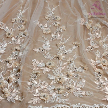 La Belleza 1 kiemas, perlai, cirkonio 3D gėlės sunkiųjų rankų darbo vestuvinė suknelė nėrinių audinio 51