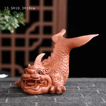 Laimingas drakonas žuvų raudonos smėlio Figūrėlės，šiuolaikinio meno skulptūrų，Laimingas gyvūnų namuose kambarį palėpėje apdailos statula