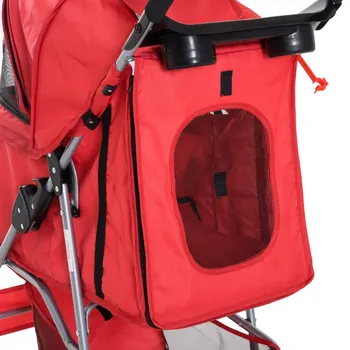 Lankstymo pet vežimėlį, 75 × 46 × 94 cm, šuo, katė krepšelį ratus pasukti 360 ° su raudona stabdžių