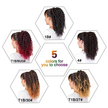 Leeons Naujas 5 Spalvų Ilgai Afro Keistą Garbanoti Plaukai Surišti Į Uodegą Pratęsimo Sintetinių Raišteliu Kukurūzų Banguoti Plaukai Gabalas Moterų Natūralus Juodas