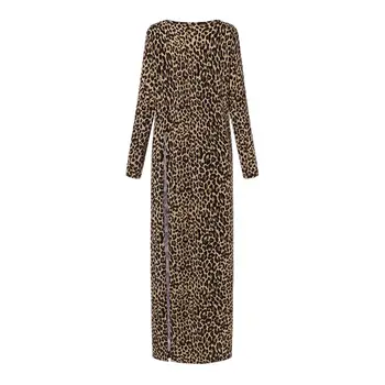 Leopard Marškinėliai Palaidinė 2021 VONDA Žiemos Moterys Tunika Seksualus Padalinta Klubas Šalies Ilgio Viršūnes Atsitiktinis ilgomis Rankovėmis Blusas Palaidinės Plius Dydis