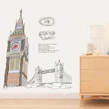 Londono Sienų Lipdukai Miesto Siluetas Anglijos Pastatas Vinilo Freskomis Kambarį Biuro Sienos Meno Roterdamo Lipdukai Namų Puošybai