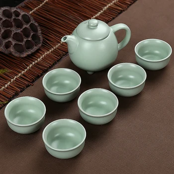 Longquan spalvos jūros vandens žuvys arbatos rinkinys keramikos arbatinukas virdulys keramikos arbatos puodelio žuvies kinijos kung fu arbatos rinkinys drinkware 1pot+6cups