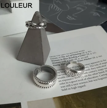 LouLeur 2020 Tendencija 925 Sterlingas Sidabro Žiedas Dizainas Sklandžiai Atidaryta Reguliuojamas Moterų Žiedai Mados Bauda Papuošalai, Dovanos