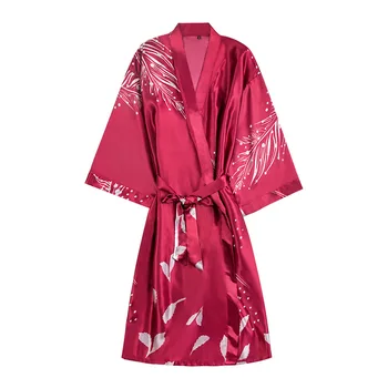 M-XXL Naujas Vasaros Kimono Chalatas Chalatas Moterų Viskozė Vonia Suknelė Yukata Spausdinimo Pižamą Sleepshirts Nightdress Pijama Mujer