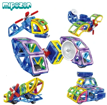 MIPOZOR 88Pcs 2017 Naują Magnetinių Dizaineris Pastato 3D Blokai Vaikų Švietimo Montavimas Žaislai, Orlaivių, Sraigtasparnių 