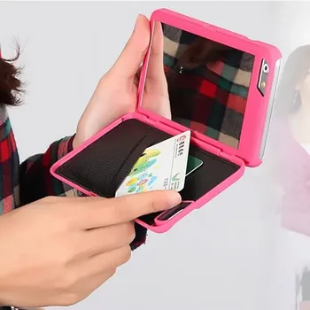 Mados Lady 3D Flip PU Atramą Odinis dėklas iPhone 6 6S 7 7 Plius Piniginė Veidrodis Atveju Kortelės Lizdo Dangtelį Su Kortele Kišenėje