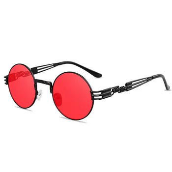 Mados Steampunk Akiniai nuo saulės Ženklo Dizaino, Moterų, Vyrų, Retro Round Metal Punk Saulės akiniai UV400 Atspalvių Akiniai