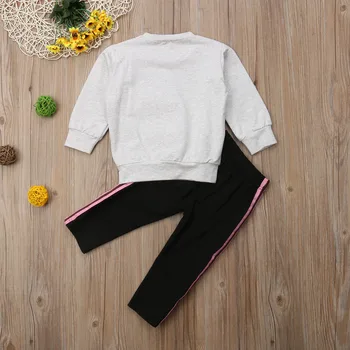 Mados Vienaragis Vaikams Baby Girl marškinėliai Topai+Kelnes 2vnt Komplektus Nustatyti Tracksuit Drabužiai
