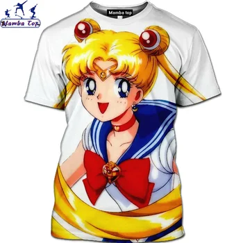 Mamba Viršuje Gyvūnų Katė T-shirt Harajuku Loli vyriški T-shirt Kawaii Anime Sailor Moon T-Shirt Universiteto Studentų Graži Mergina Marškinėliai