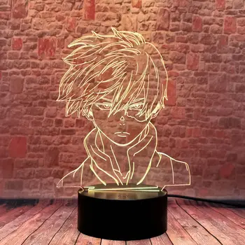Mano Herojus akademinės bendruomenės Shoto 3D Iliuzija LED Stalas naktinė lempa Spalvinga Besikeičiančių Miega Lempos Anime veiksmo ir žaislas duomenys berniukai