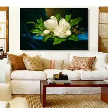 Martin Johnson Heade Milžinišką Magnolias Mėlynos spalvos Aksomo Audiniu Plakatai, spauda ant Drobės, Sienos Meno Dekoratyvinis Nuotraukas Kambarį