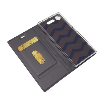 Matinis Piniginės Atveju Flip Cover Case Sony Xperia XZ1 / XZ1 Kompaktiškas Magnetinio adsorbcijos telefono dėklas verslo stilius