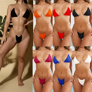 Maudymosi Kostiumėliai Moterims 2019 Moterims Seksualus Bikini Komplektas Vientisos Spalvos Maudymosi Kostiumėliai, Skaidrus Dirželis Paplūdimio Plaukimo Kostiumas Moterims