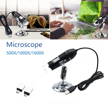 Mega Pikselių 1600X 8 LED Skaitmeninis Mikroskopas Tipas-C/Micro Android telefonas USB PC didinamasis stiklas Elektroninių Stereo USB Endoskopą