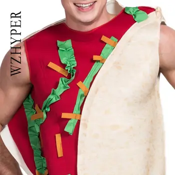 Meksikos Burritos Maisto Taco Cosplay Helovinas Kostiumas Šalis Jumpsuit Drabužių Suaugusiųjų Mergaitė Berniukas Karnavalas Šalies Drabužių Komplektus