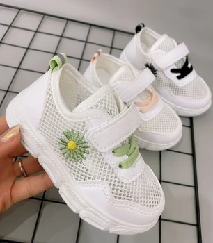 Mergaičių bateliai teniso sportiškas veikia batų baltas mažas daisy gėlių Vaikų sportiniai bateliai mažai vaikams sportbačiai sporto salė shose 2020 naujas