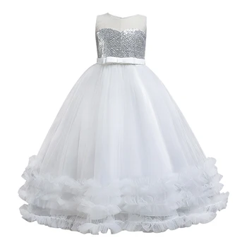 Mergina Vakare Šalis Suknelė 2021 M. Vasarą Vaikai Gėlių Siuvinėjimas, Elegantiška Berankovė Vestuvių Suknelės Mergaitėms Princesė Suknelė