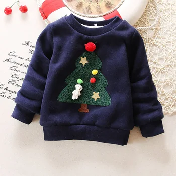 Merginos žiemą dėvėti plius aksomo Kalėdų vaikų dėvėti Kalėdų eglutė plius aksominis džemperis