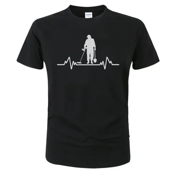 Metalo Detektoriaus Širdies Detectorist T-Shirt medvilnės marškinėlius vyrų vasaros mados Marškinėliai