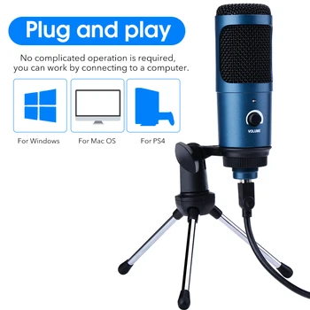 Metalo USB Mikrofonas PC kondensatoriaus Mikrofonas, Vokalas įrašų Studija Mikrofonas 