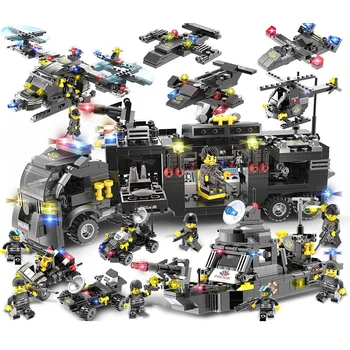 Miesto Policijos Specialiųjų Statybos Blokus SWAT Komanda Sunkvežimių Šarvuotų Automobilių, Statybos Vaikų Švietimo Žaislai, Dovanos 2020 m.