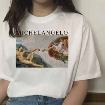 Mikelandželas david rankas spausdinti moterų marškinėliai t-shirt marškinėlius femaale drabužius estetinės harajuku ulzzang grafinis 90-ųjų vasarą viršų