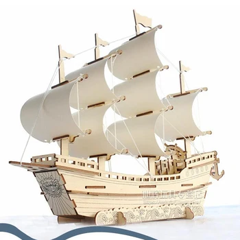 Ming Dinastija Prekybininkų Laivas Lazerio Pjovimo burlaivio 3D Mediniai Žaislai Vaikams Galvosūkiai Asamblėjos Medienos Rinkiniai, Stalo Apdailos