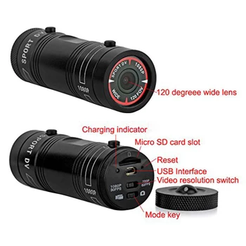 Mini F9 HD 1080P Dviračio Motociklo Šalmas Sporto Kamera Video Recorder DV vaizdo Kamera, Mini Kameros