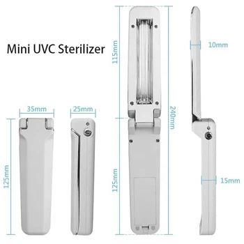 Mini Handheld LED Lempos, uv-C, UV Sterilizavimo Lempos Lankstymo Ultravioletinių Dezinfekavimo Kelionės Sterilizer UV Šviesos