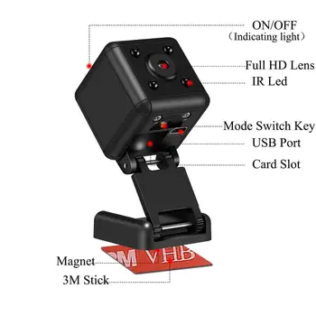 Mini Kamera HD 1080P Jutiklis Naktinis Matymas vaizdo Kameros Judesio DVR Mikro Kamera, Sporto DV Stebėti Saugumo One-touch 