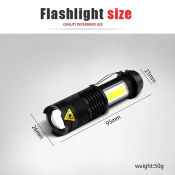 Mini Nešiojamos Darbo Flash lempa 380LM K5+COB LED Žibintuvėlis ZOOM fakelas žibintuvėlis gyvenimo Apšvietimo žibintų Naudojimo 14500 / AA Baterijos