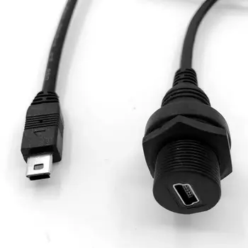 Mini USB 2.0 Panel Mount Jungtis IP67 atsparus Vandeniui Kabelis 1m 3ft Mini-USB Vyrų ir Moterų ilgintuvas kabeliai Vandens Įrodymas