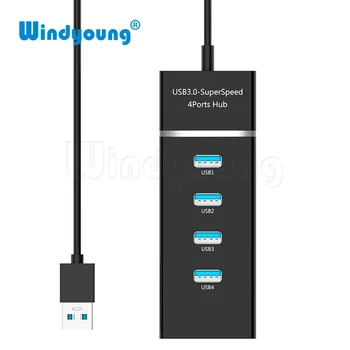 Mini USB HUB 3.0 5Gbps 4 PortMicro USB 3.0 HUB USB Adapteris, Splitter Super Greitis Aukštos Kokybės, Kompiuterių Balta/Juoda
