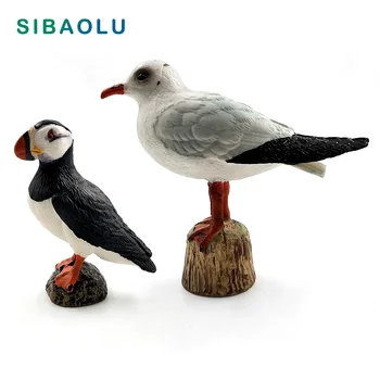 Modeliavimo Mielas Žuvėdra Puffin Jūros paukščių Gyvūnų modelio, statulėlės, namų dekoro miniatiūriniai pasakų sodo puošmena šiuolaikinės priedai